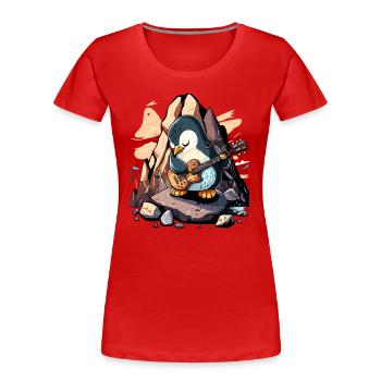 Rockin Penguin - Women's Premium Organic T-Shirt - red - Front - Mia (176cm)