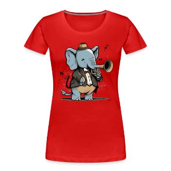 Éléphant jazzy - T-shirt bio Premium Femme - rouge - Devant - Mia (176cm)