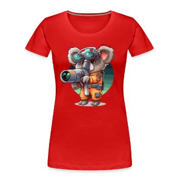 Space Koala - Women's Premium Organic T-Shirt - red - Front - Mia (176cm)