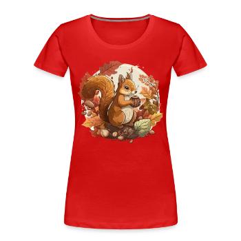 Récolte d’écureuils - T-shirt bio Premium Femme - rouge - Devant - Mia (176cm)