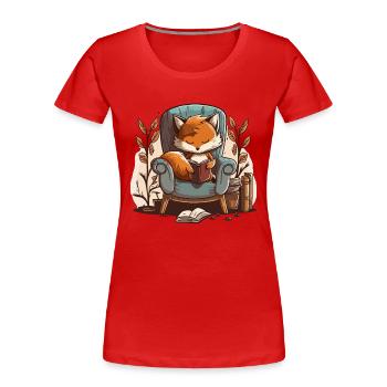 Foxy Reader - Women's Premium Organic T-Shirt - red - Front - Mia (176cm)