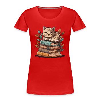 The Bookish Cat - Women's Premium Organic T-Shirt - red - Front - Mia (176cm)