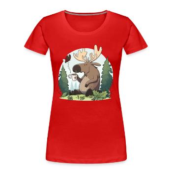 Elch Mornin Joe - Frauen Premium Bio T-Shirt - Rot - Vorne - Mia (176cm)