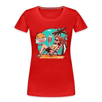 Vibes insulaires - T-shirt bio Premium Femme - rouge - Devant - Mia (176cm)