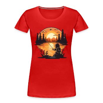 Frühaufsteher fangen - Frauen Premium Bio T-Shirt - Rot - Vorne - Mia (176cm)