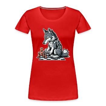 Stratège Wolf - T-shirt bio Premium Femme - rouge - Devant - Mia (176cm)