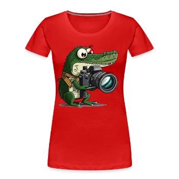 Snap Happy Reptile - Women's Premium Organic T-Shirt - red - Front - Mia (176cm)