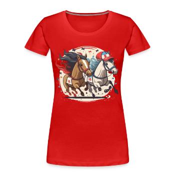 Galloping Glory - Women's Premium Organic T-Shirt - red - Front - Mia (176cm)