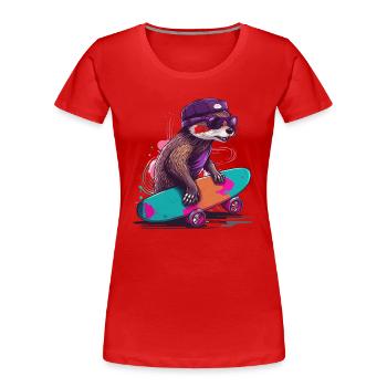 Raie à loutre - T-shirt bio Premium Femme - rouge - Devant - Mia (176cm)