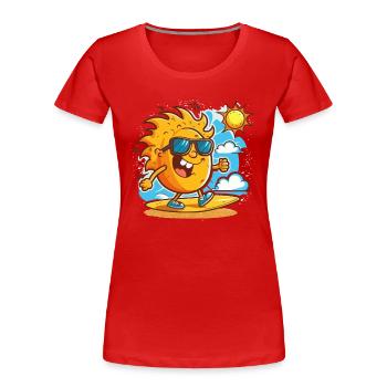 Strand-Penner - Frauen Premium Bio T-Shirt - Rot - Vorne - Mia (176cm)