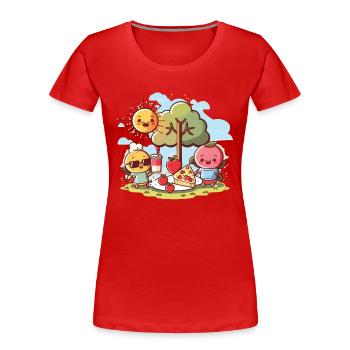 Korb der Freude - Frauen Premium Bio T-Shirt - Rot - Vorne - Mia (176cm)