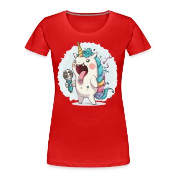 Einhorn-Harmonien - Frauen Premium Bio T-Shirt - Rot - Vorne - Mia (176cm)
