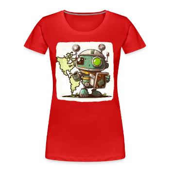 Roboter-Abenteurer - Frauen Premium Bio T-Shirt - Rot - Vorne - Mia (176cm)