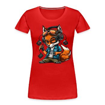 Foxy Beats - T-shirt bio Premium Femme - rouge - Devant - Mia (176cm)