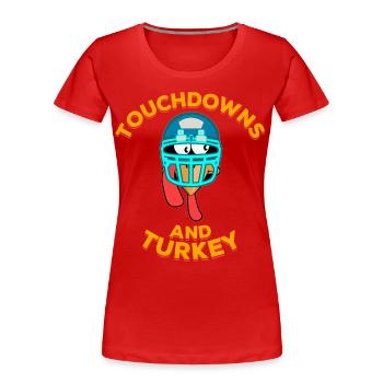 Touchdowns et football de Thanksgiving en Turquie - T-shirt bio Premium Femme - rouge - Devant - Mia (176cm)