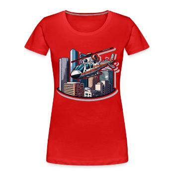 Der Urban Aviator - Frauen Premium Bio T-Shirt - Rot - Vorne - Mia (176cm)