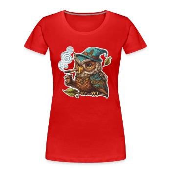 Owl Wisdom - Women's Premium Organic T-Shirt - red - Front - Mia (176cm)