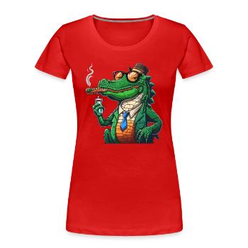 Krokodil - Frauen Premium Bio T-Shirt - Rot - Vorne - Mia (176cm)