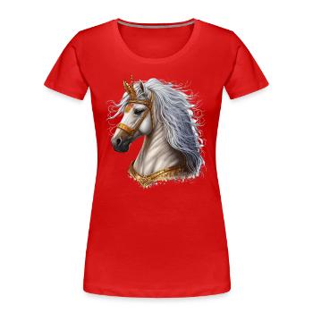 Königliches Ross - Frauen Premium Bio T-Shirt - Rot - Vorne - Mia (176cm)
