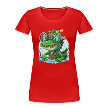 Krokodil und Schnorchel - Frauen Premium Bio T-Shirt - Rot - Vorne - Mia (176cm)