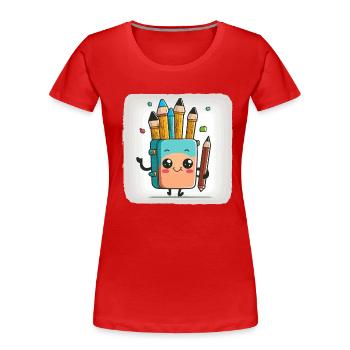 Der Doodler - Frauen Premium Bio T-Shirt - Rot - Vorne - Mia (176cm)