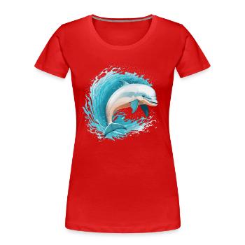 Dauphin espiègle - T-shirt bio Premium Femme - rouge - Devant - Mia (176cm)