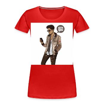 Influenceur sur les réseaux sociaux - T-shirt bio Premium Femme - rouge - Devant - Mia (176cm)
