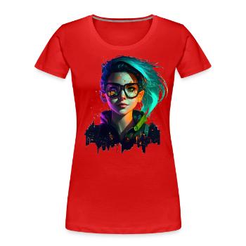 Gamer Girl Cyber-Style - Frauen Premium Bio T-Shirt - Rot - Vorne - Mia (176cm)