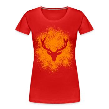 Majestätischer Hirschkopf – Für Jäger Naturfreunde - Frauen Premium Bio T-Shirt - Rot - Vorne - Mia (176cm)