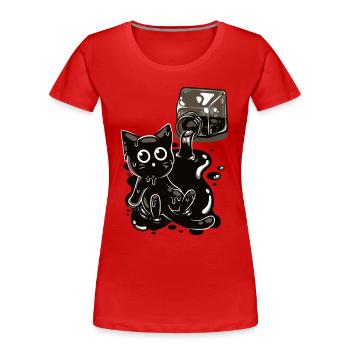 Ein schwarzes Kätzchen in Tinte - Humor - Frauen Premium Bio T-Shirt - Rot - Vorne - Mia (176cm)