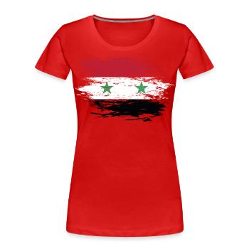 Drapeau de la Syrie utilisé - T-shirt bio Premium Femme - rouge - Devant - Mia (176cm)