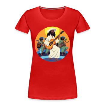 Groove Hirte - Frauen Premium Bio T-Shirt - Rot - Vorne - Mia (176cm)