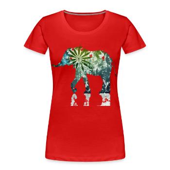 Intrigue artistique : Cool Weed Elephant Abstrait Pos - T-shirt bio Premium Femme - rouge - Devant - Mia (176cm)