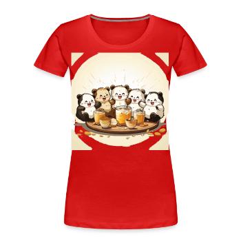 Das Koffein-Pandämonium - Frauen Premium Bio T-Shirt - Rot - Vorne - Mia (176cm)
