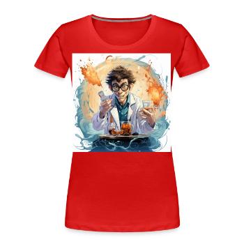 Der Koffein-Laboraffe - Frauen Premium Bio T-Shirt - Rot - Vorne - Mia (176cm)