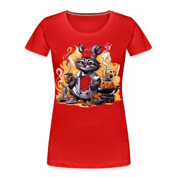 Der Koffein-Kochkünstler - Frauen Premium Bio T-Shirt - Rot - Vorne - Mia (176cm)