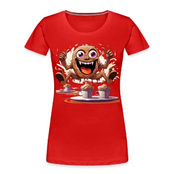 Der Koffein-Flitzer - Frauen Premium Bio T-Shirt - Rot - Vorne - Mia (176cm)
