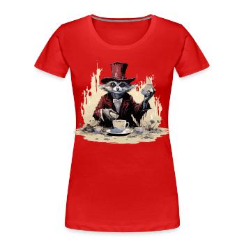 Der Koffein-Magier - Frauen Premium Bio T-Shirt - Rot - Vorne - Mia (176cm)