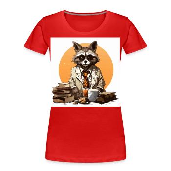 Der Koffein-Gelehrte - Frauen Premium Bio T-Shirt - Rot - Vorne - Mia (176cm)