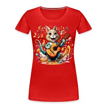Le shaker Maraca aux noisettes - T-shirt bio Premium Femme - rouge - Devant - Mia (176cm)