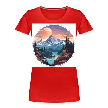 Gipfel-Gelassenheit - Frauen Premium Bio T-Shirt - Rot - Vorne - Mia (176cm)