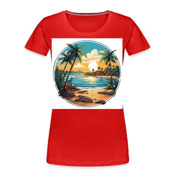 Tropisches Paradies - Frauen Premium Bio T-Shirt - Rot - Vorne - Mia (176cm)