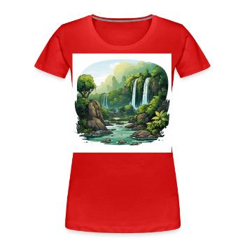 Cascades enchanteresses - T-shirt bio Premium Femme - rouge - Devant - Mia (176cm)