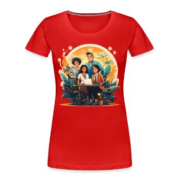 Ganzheitlicher Arbeitsplatz - Frauen Premium Bio T-Shirt - Rot - Vorne - Mia (176cm)