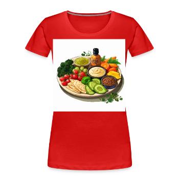 Plateau vibrant - T-shirt bio Premium Femme - rouge - Devant - Mia (176cm)