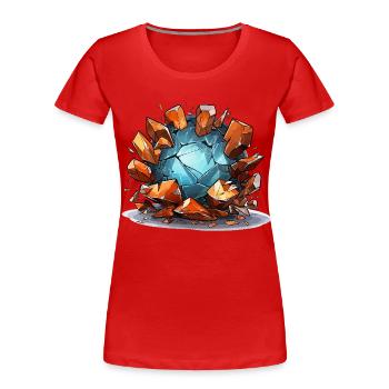 Frontières fragmentées - T-shirt bio Premium Femme - rouge - Devant - Mia (176cm)