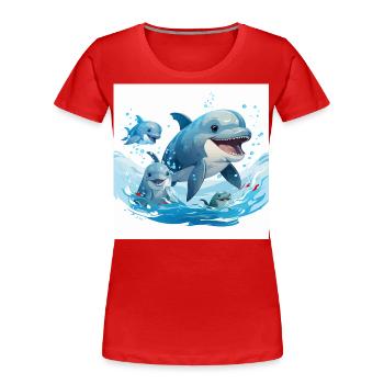 Danse des dauphins - T-shirt bio Premium Femme - rouge - Devant - Mia (176cm)
