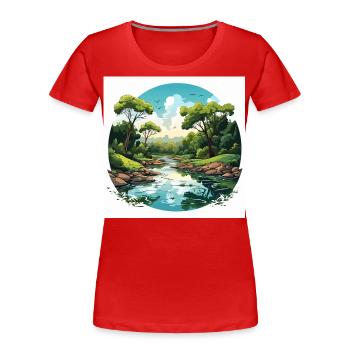 Rhythmen des Flusses - Frauen Premium Bio T-Shirt - Rot - Vorne - Mia (176cm)