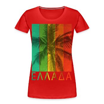 Griechenland Sommer Palmen Strand Meer Urlaub - Frauen Premium Bio T-Shirt - Rot - Vorne - Mia (176cm)