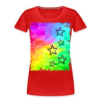 étoiles colorées dégradé arc-en-ciel couleurs - T-shirt bio Premium Femme - rouge - Devant - Mia (176cm)